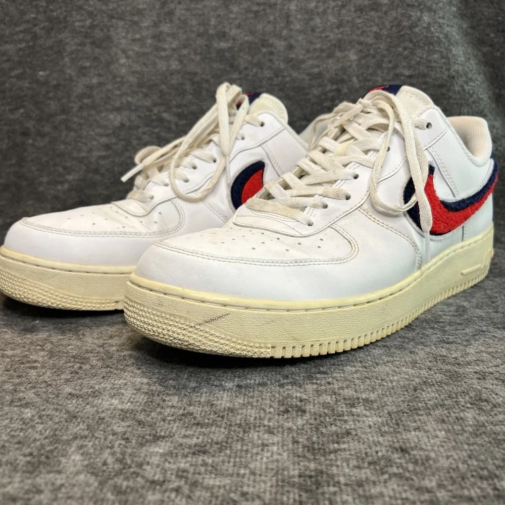 Air Force‎ One Low 3D Chenille Swoosh White Red Blue Mens Size 13
